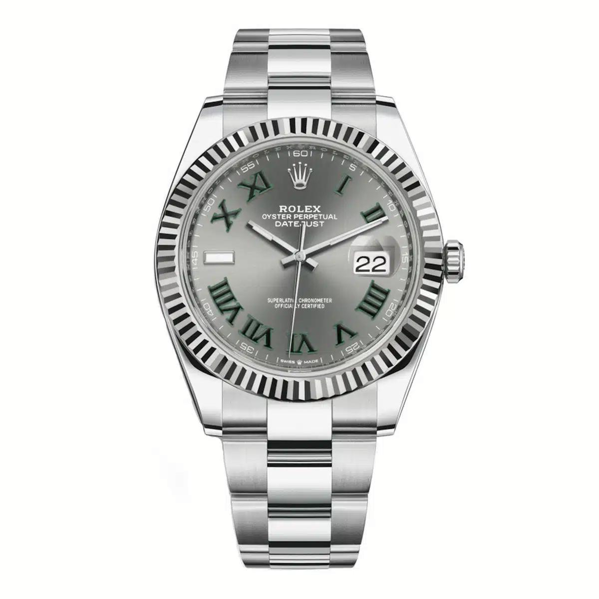 Đồng Hồ Rolex Datejust 126334 Wimbledon Dial 41mm Nam Xám