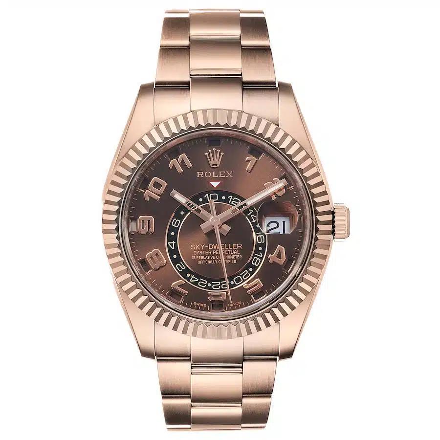 Đồng Hồ Rolex Sky-Dweller 326935 Arabic Dial 42mm Nam Vàng Hồng Nâu