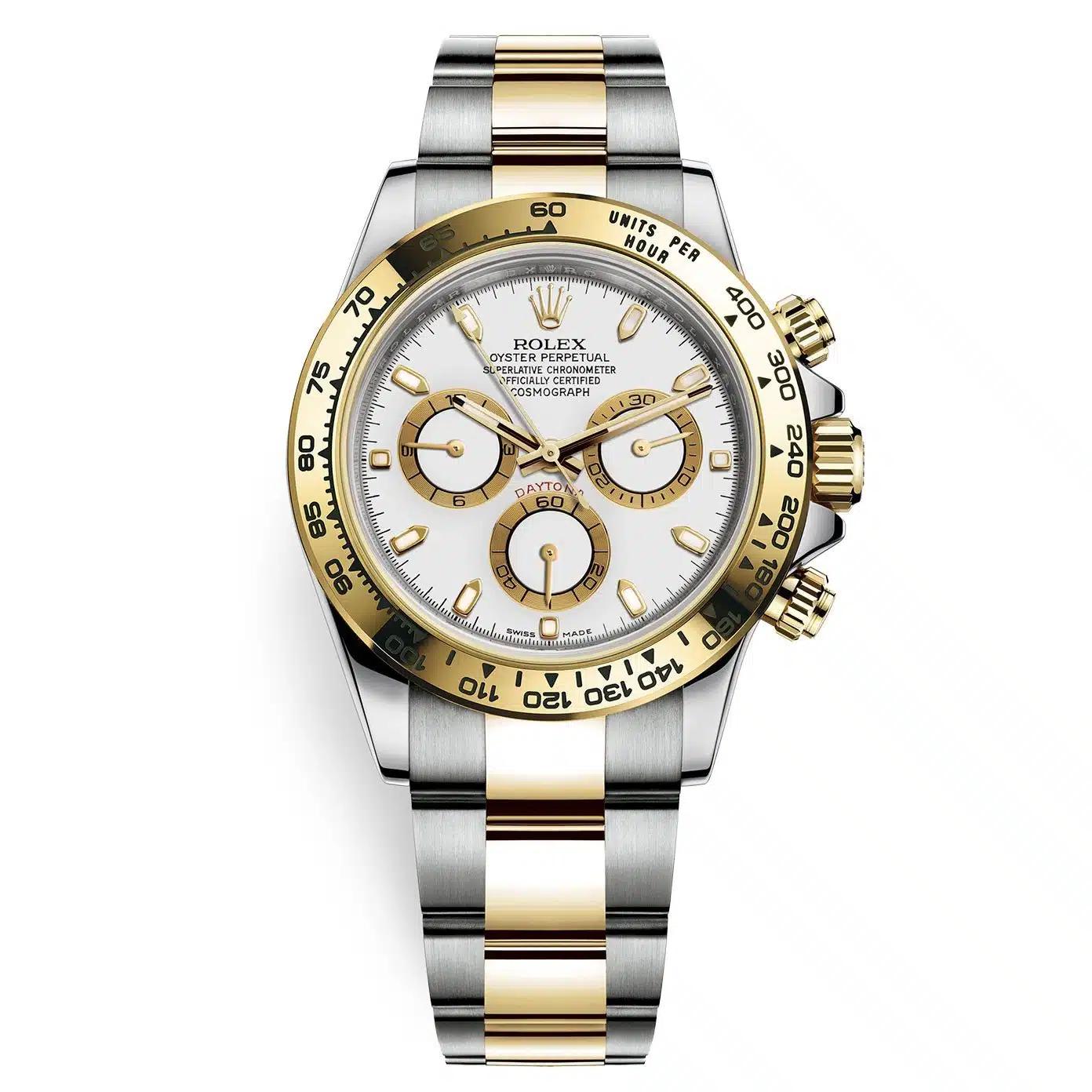 Đồng Hồ Rolex Cosmograph Daytona 116503 Index 40mm Nam Trắng Vàng Xám