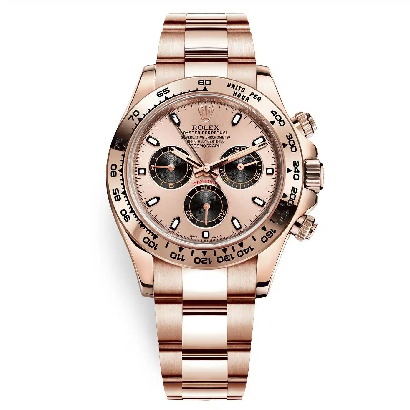 Đồng Hồ Rolex Cosmograph Daytona 116505 Sundust Dial 40mm Nam Vàng Hồng Đen