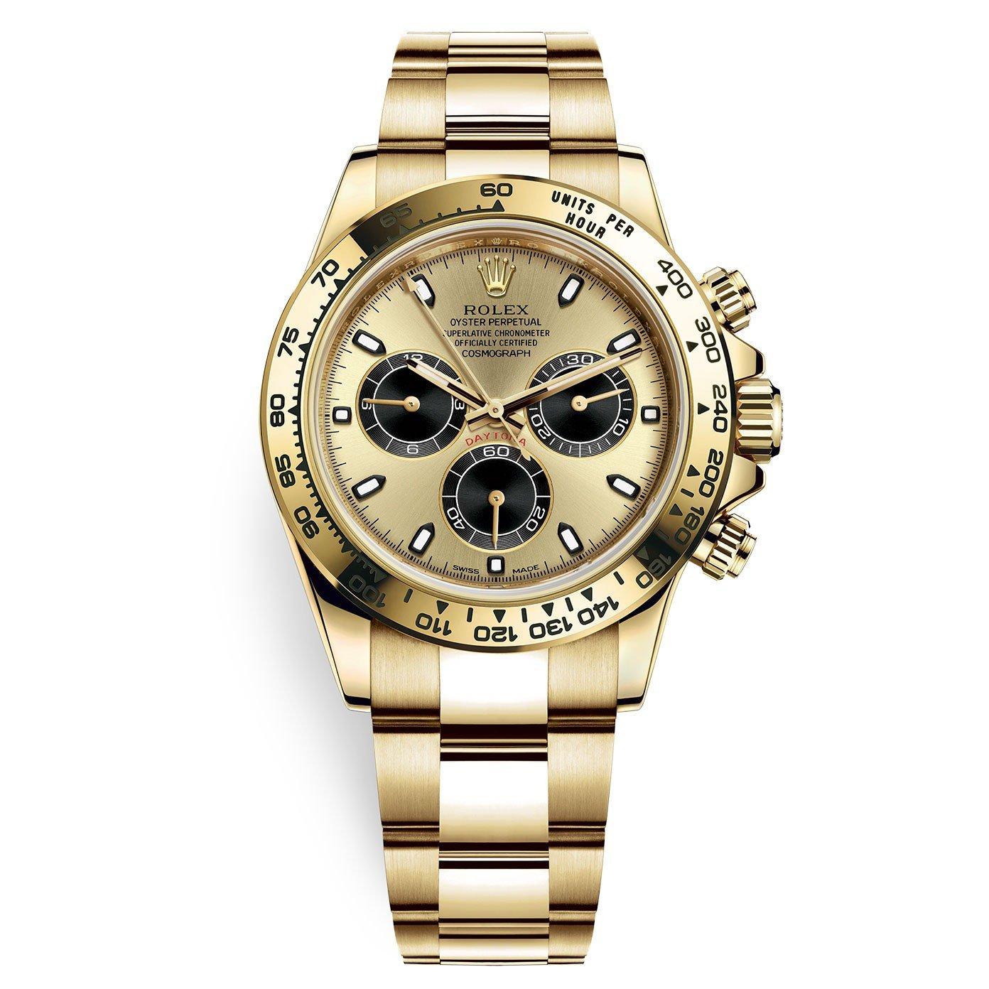 Đồng Hồ Rolex Cosmograph Daytona 116508 Champagne Index 40mm Nam Vàng Đen