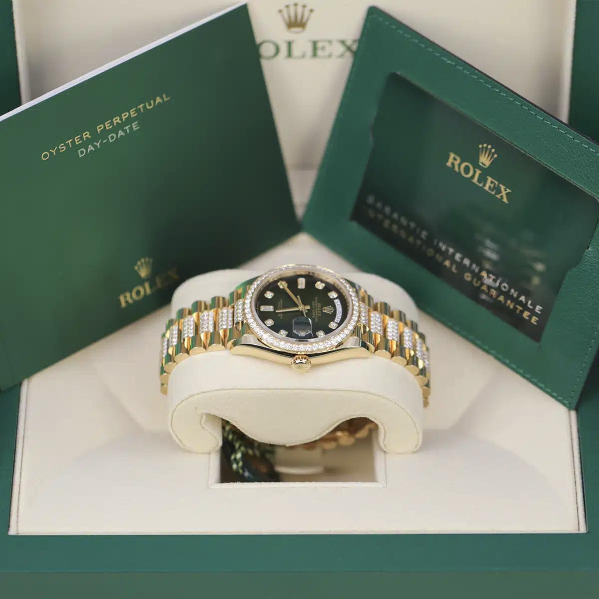 Đồng Hồ Rolex Day Date 128348rbr-0036 36mm Nam Vàng Xanh Lá