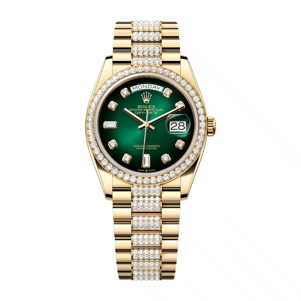 Đồng Hồ Rolex Day Date 128348rbr-0036 36mm Nam Vàng Xanh Lá