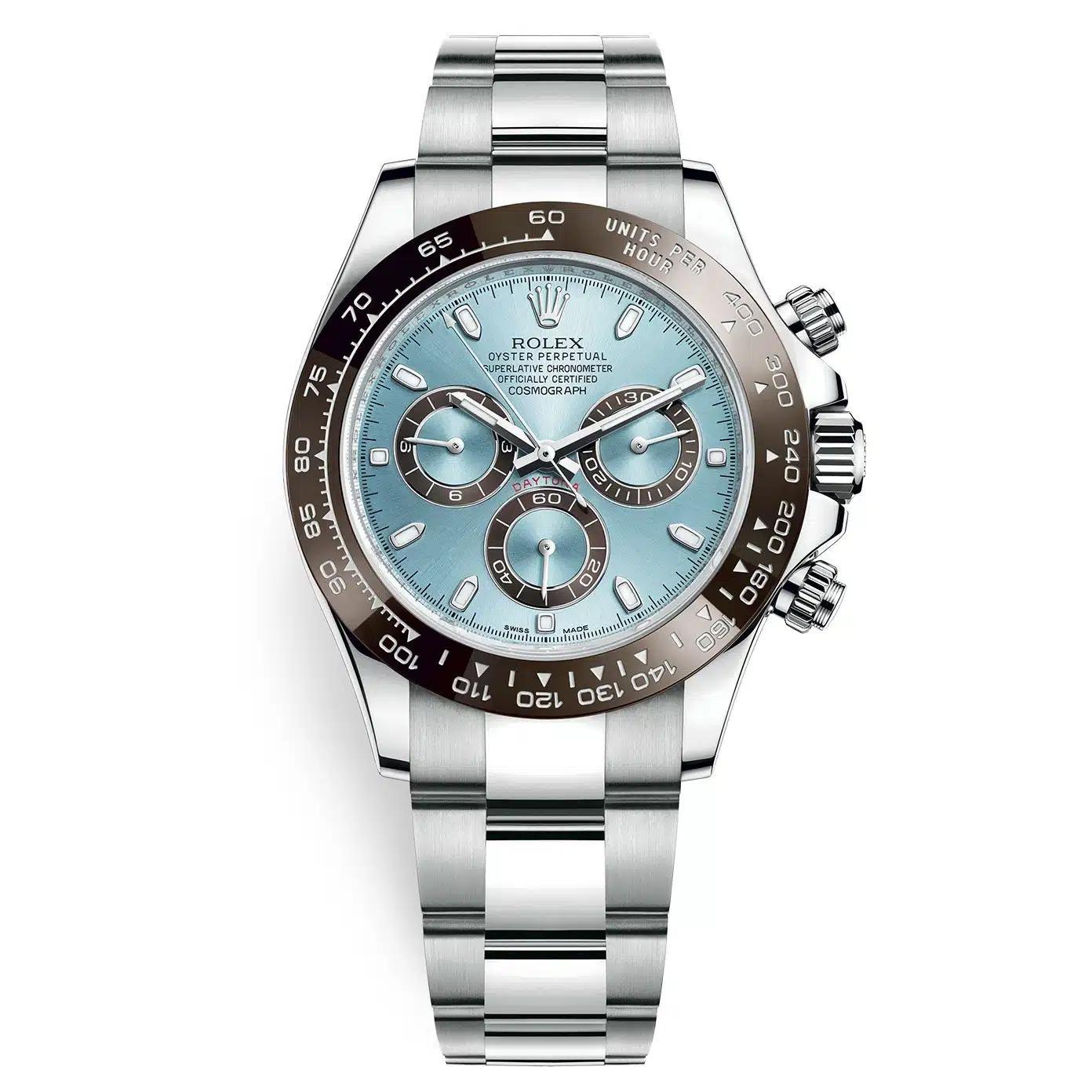 Đồng Hồ Rolex Cosmograph Daytona 116506 Ice Index Platinum 40mm Nam Xanh Xám Nâu