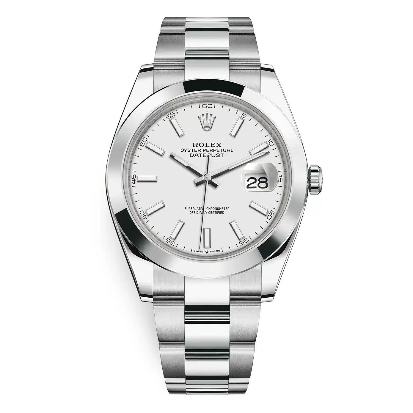 Đồng Hồ Rolex Datejust 126300 Index 41mm Nam Trắng Xám