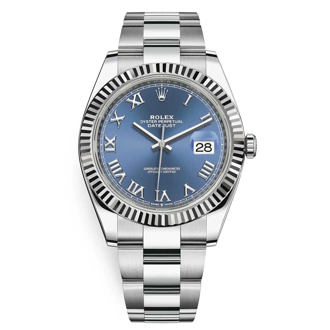 Đồng Hồ Rolex Datejust 126334 Roman 41mm Nam Xanh Xám