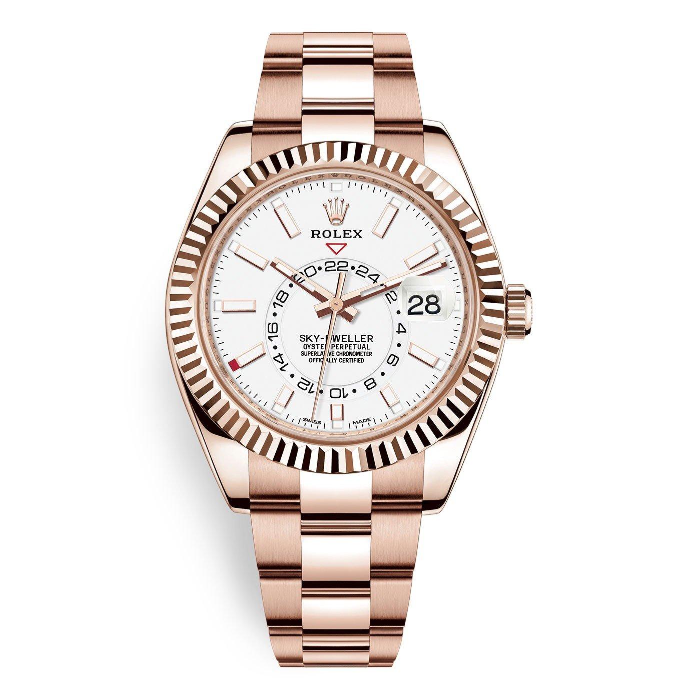 Đồng Hồ Rolex Sky Dweller 326935 Index 42mm Nam Trắng Vàng Hồng