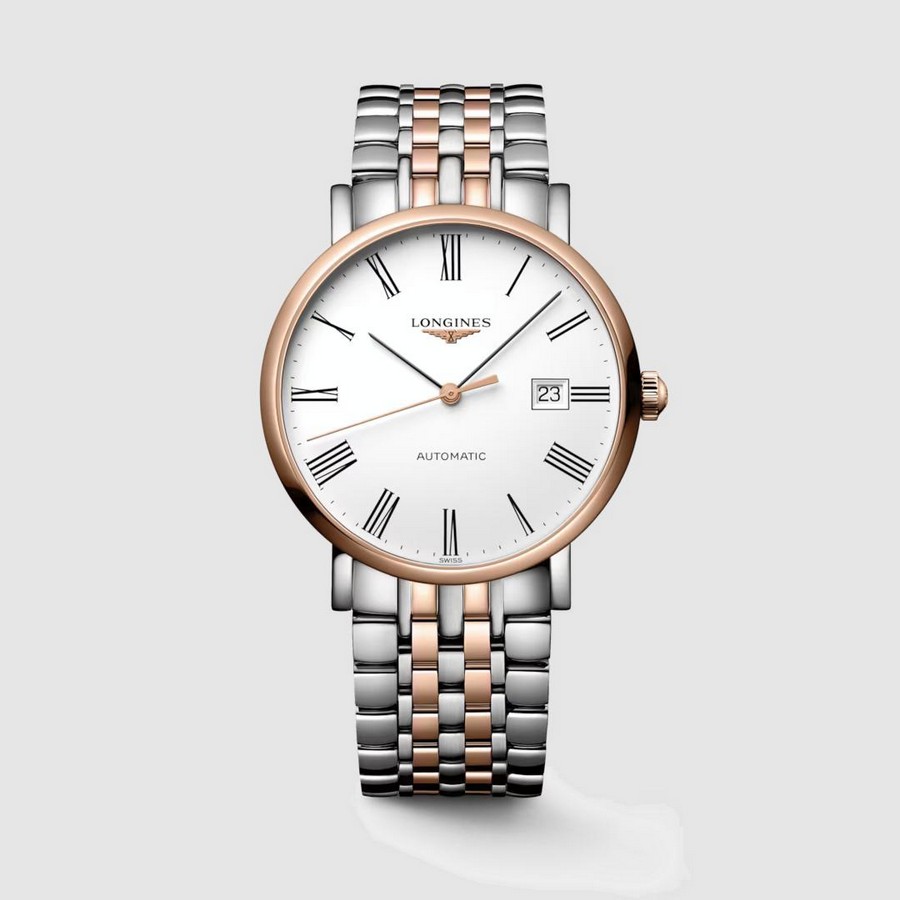 Đồng Hồ Longines The Longines Elegant Collection Nam 39mm Trắng Xám Vàng Hồng