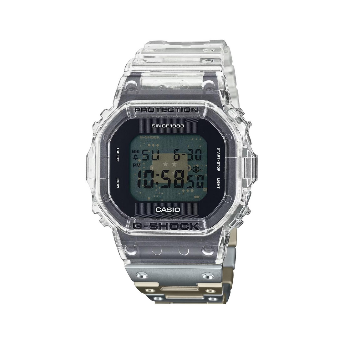 Đồng Hồ Casio Dwe-5640Rx-7 Nam Đen Trong Suốt