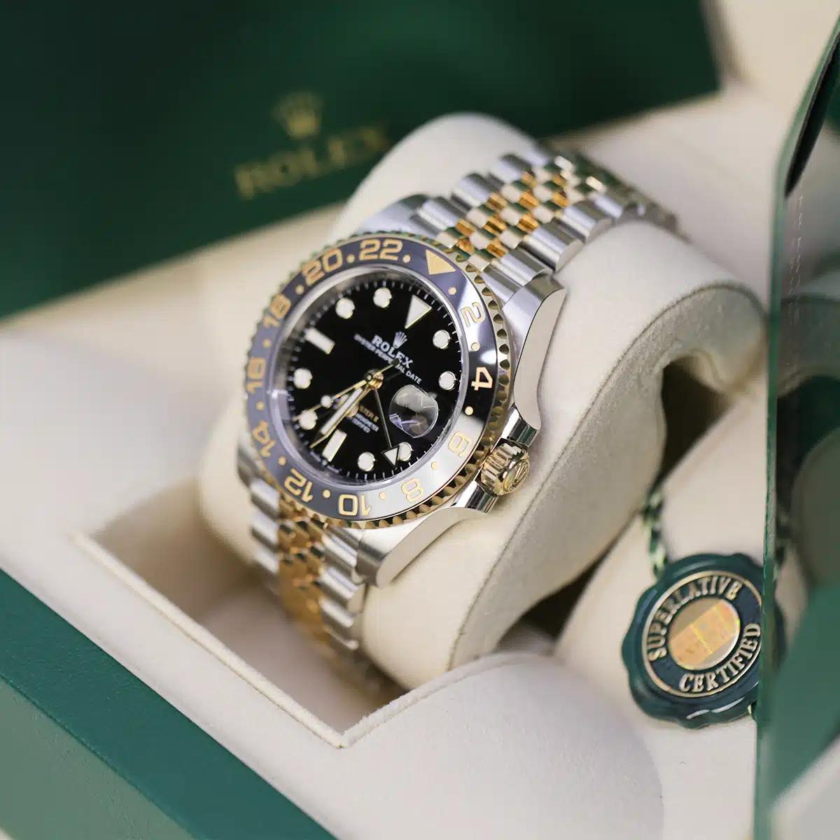 Đồng Hồ Rolex GMT-Master II 126713GRNR 40mm Nam Đen Vàng