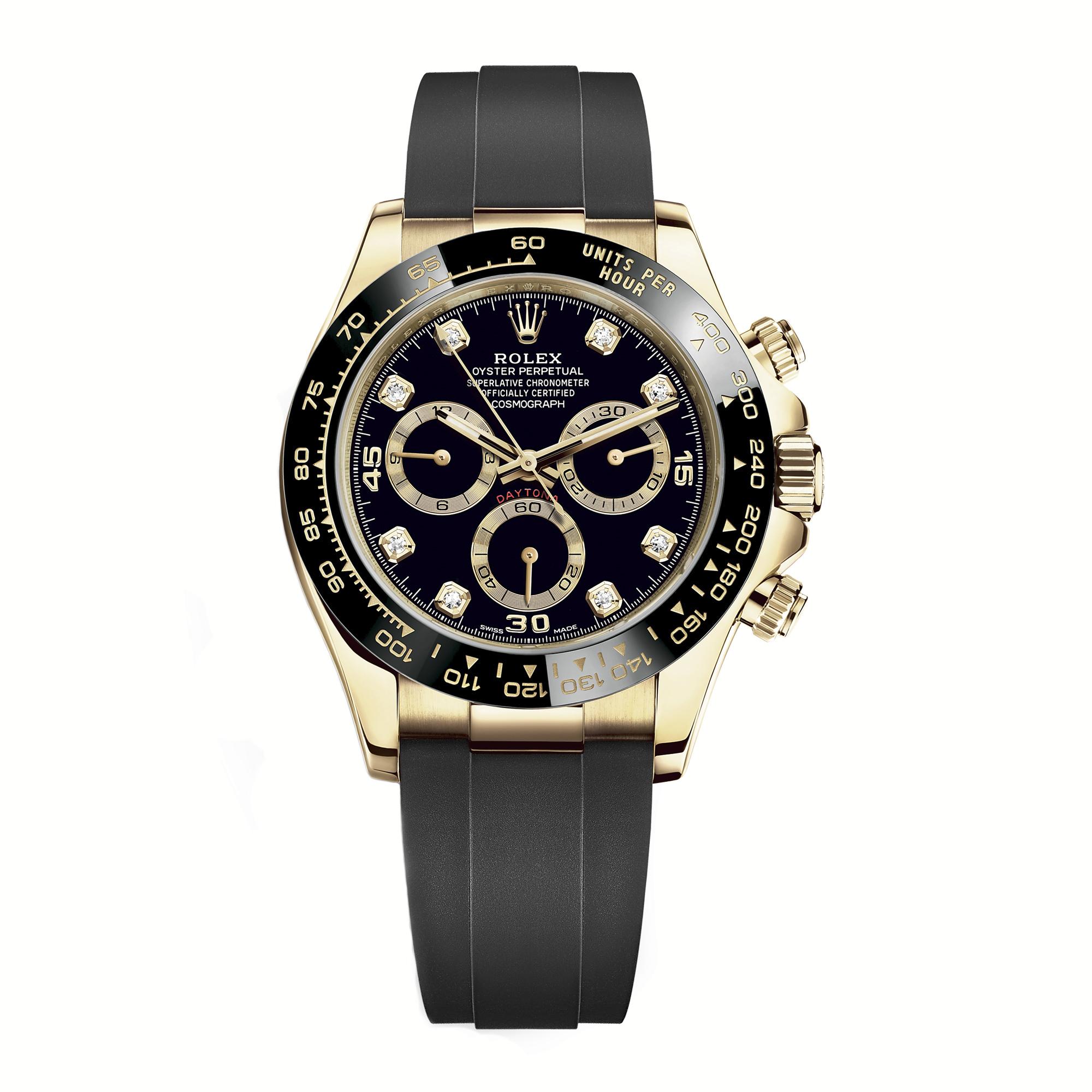 Đồng Hồ Rolex Cosmograph Daytona 116518Ln Diamond Dial 40mm Nam Đen Vàng