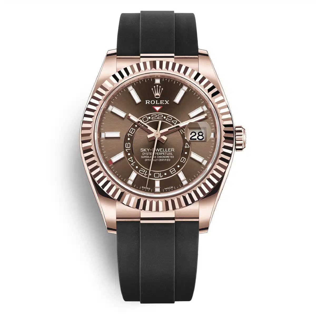 Đồng Hồ Rolex Sky-Dweller 326235 42mm Nam Nâu Vàng Hồng Đen