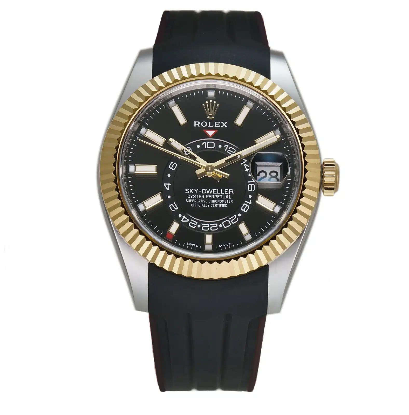 Đồng Hồ Rolex Sky-Dweller 326933 Index Dial 42mm Nam Đen Vàng