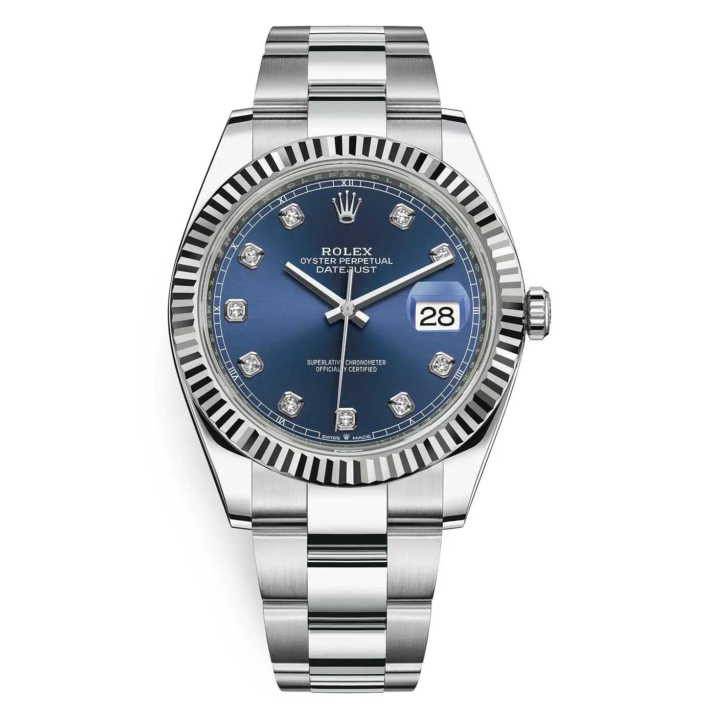 Đồng Hồ Rolex Datejust 126334 Diamond 41mm Nam Xanh Xám