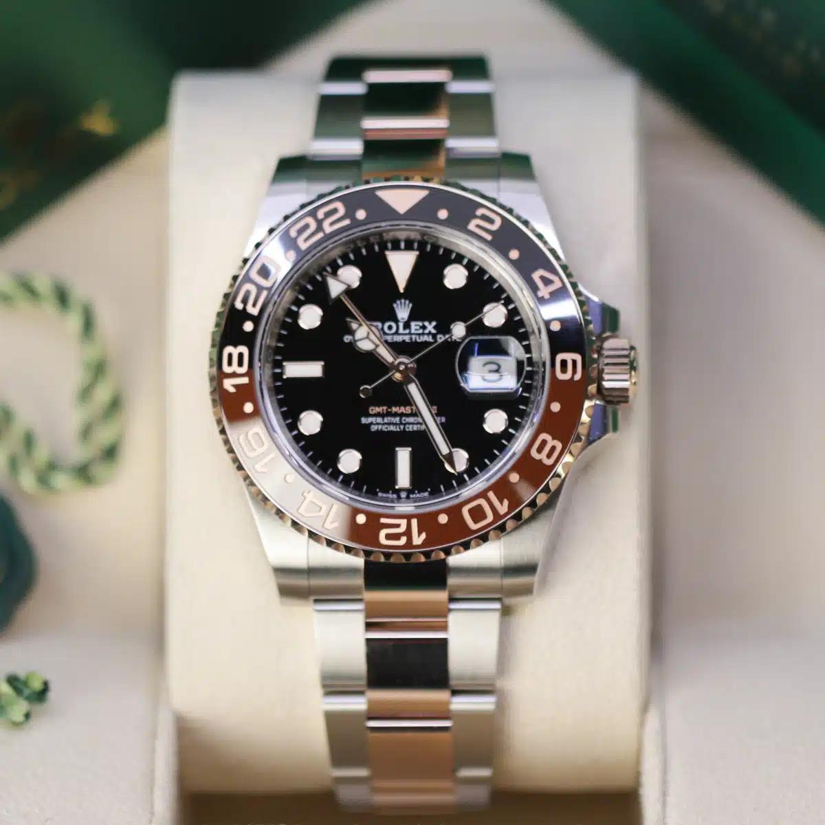 Đồng Hồ Rolex GMT Master II 126711Chnr 40mm Nam Xám Vàng Hồng