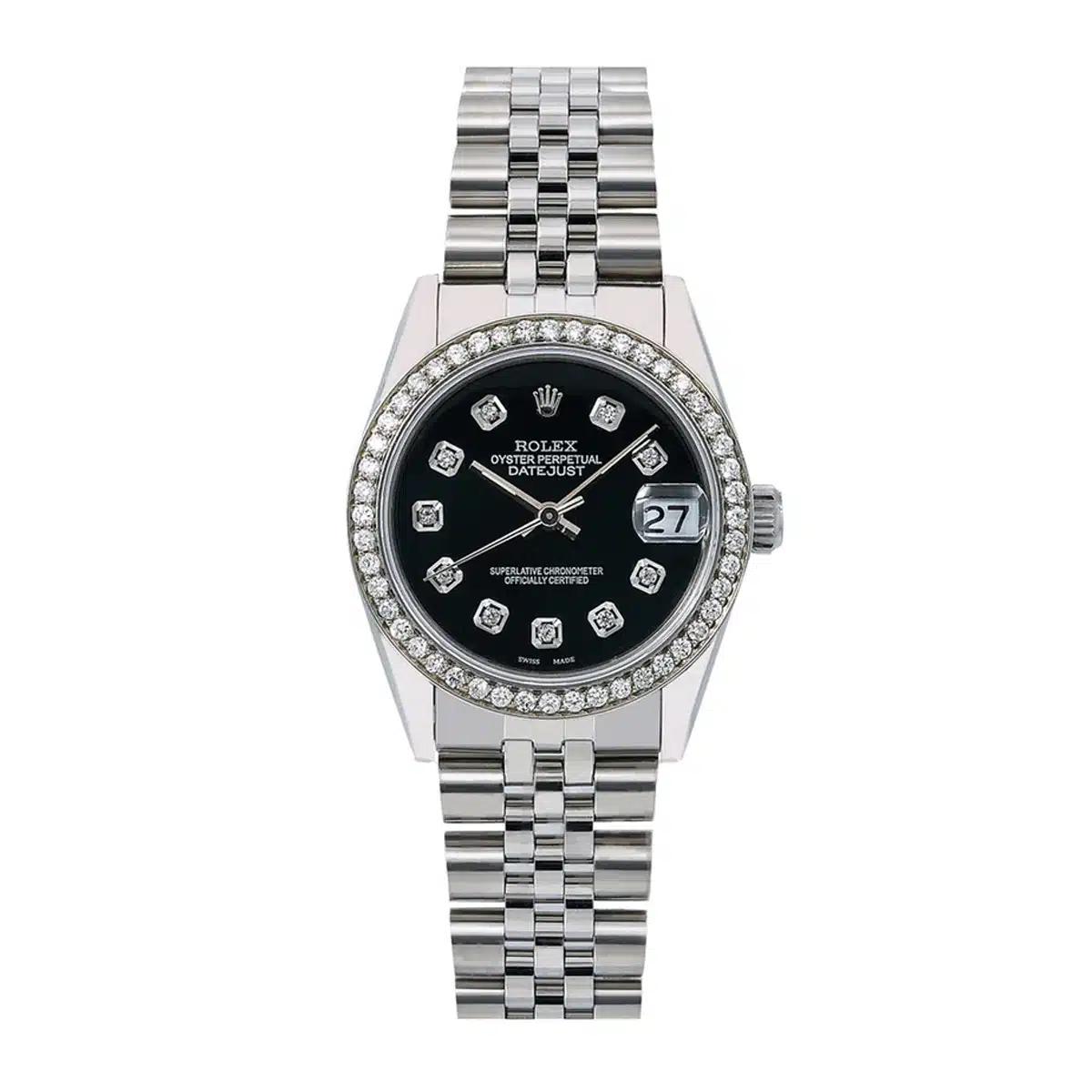 Đồng Hồ Rolex Datejust 68274 31mm Nữ Xám Đen