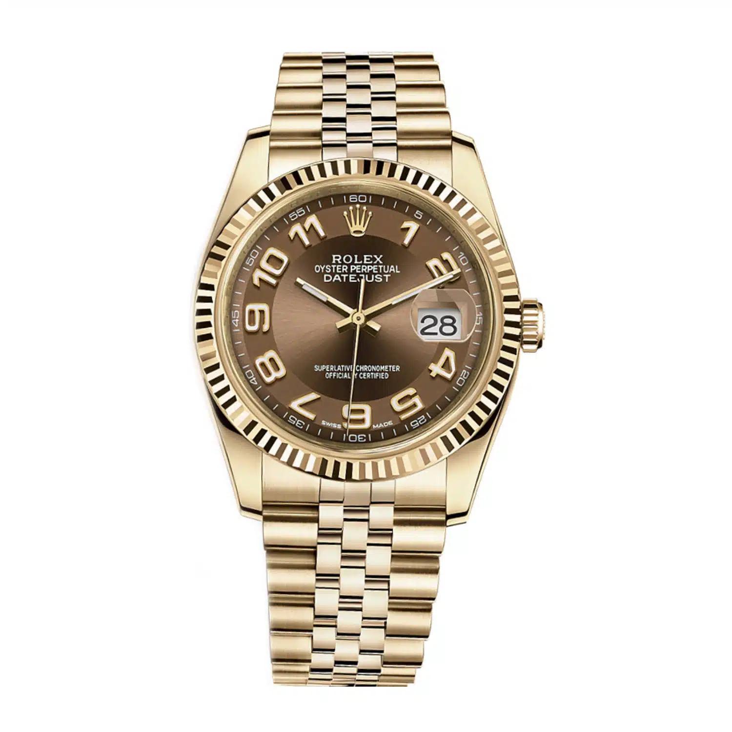 Đồng Hồ Rolex Datejust 116238 36mm Nam Vàng Nâu