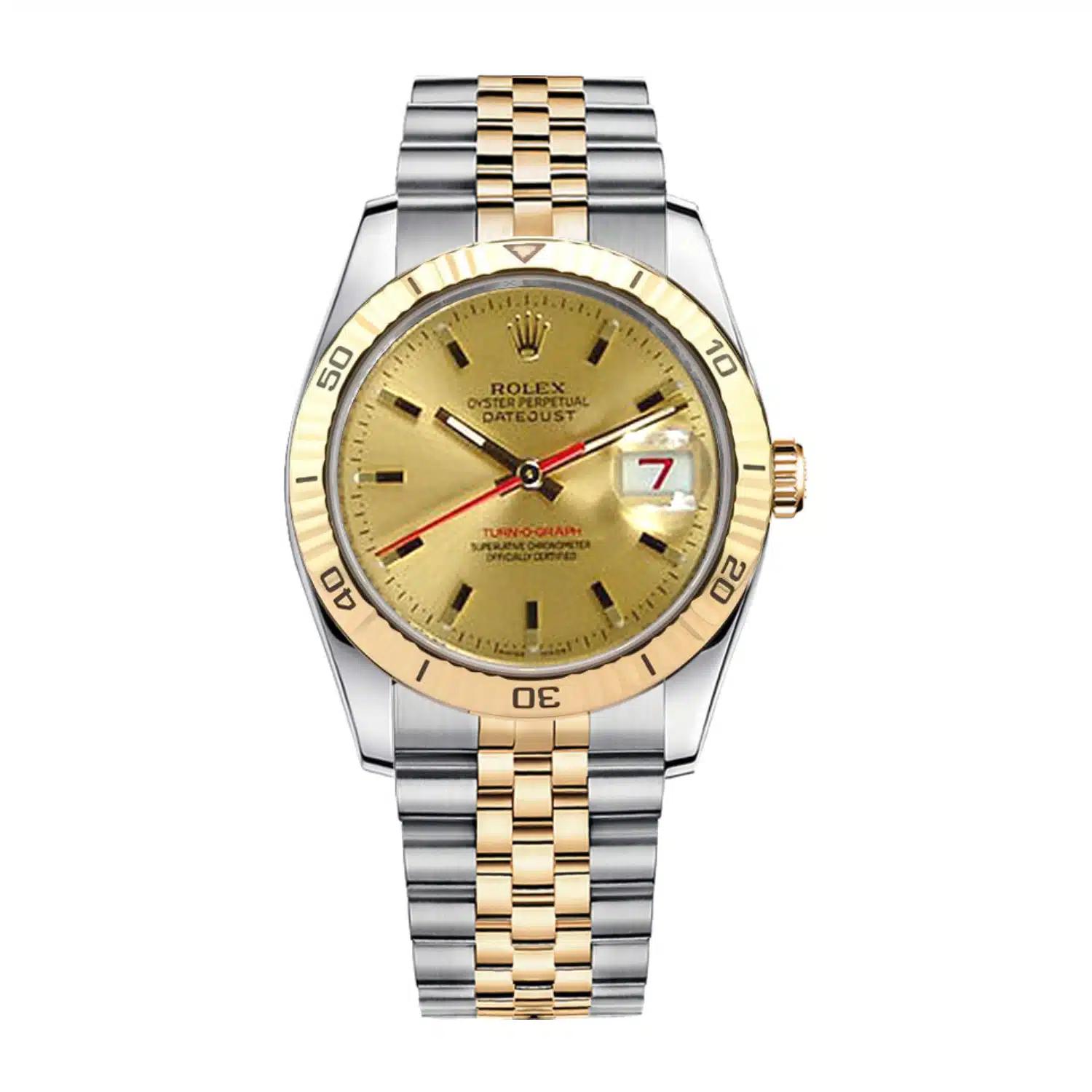 Đồng Hồ Rolex Datejust 116263 Champagne Dial 36mm Nam Vàng Xám