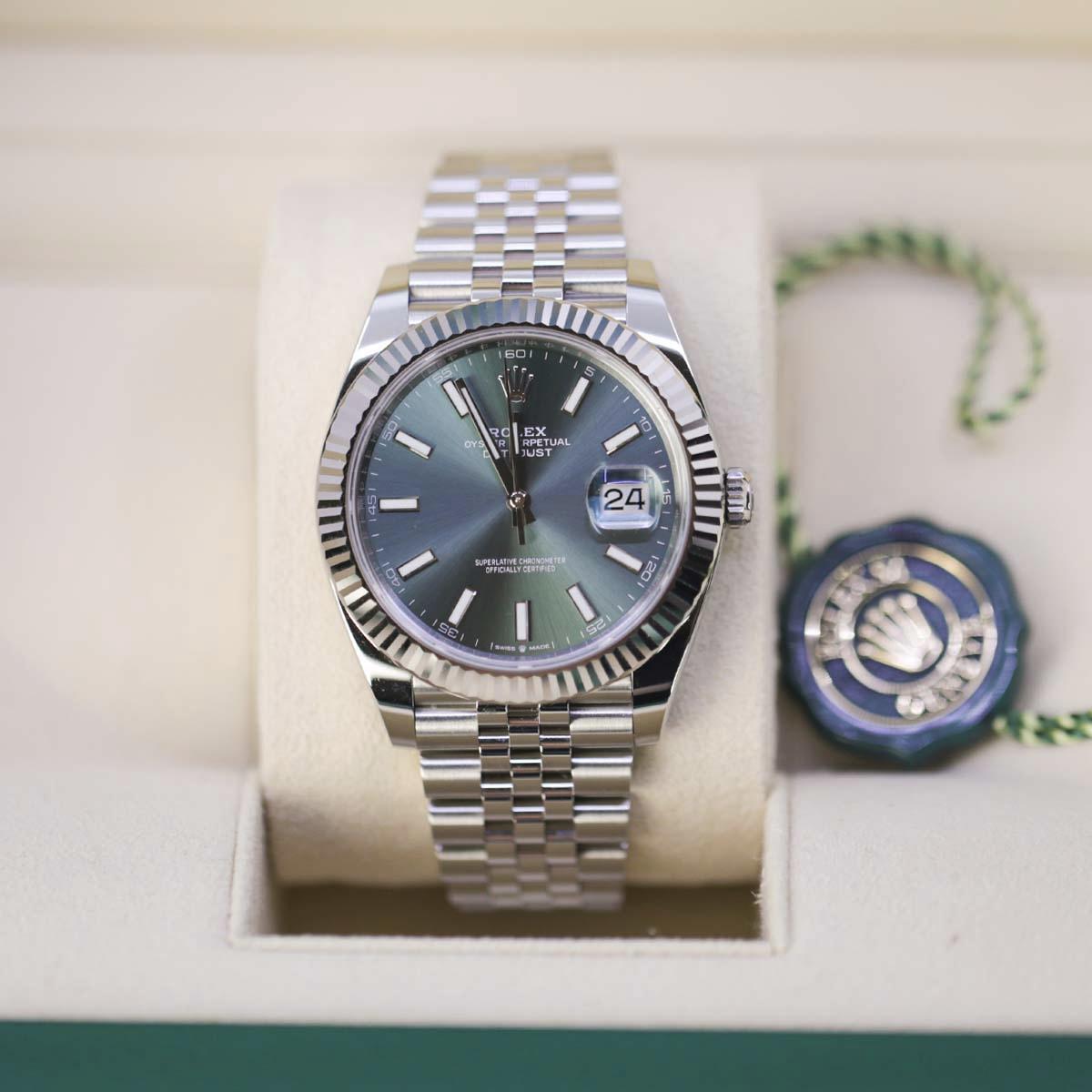 Đồng Hồ Rolex Datejust 126334 Mint 41mm Nam Xanh Lá Xám