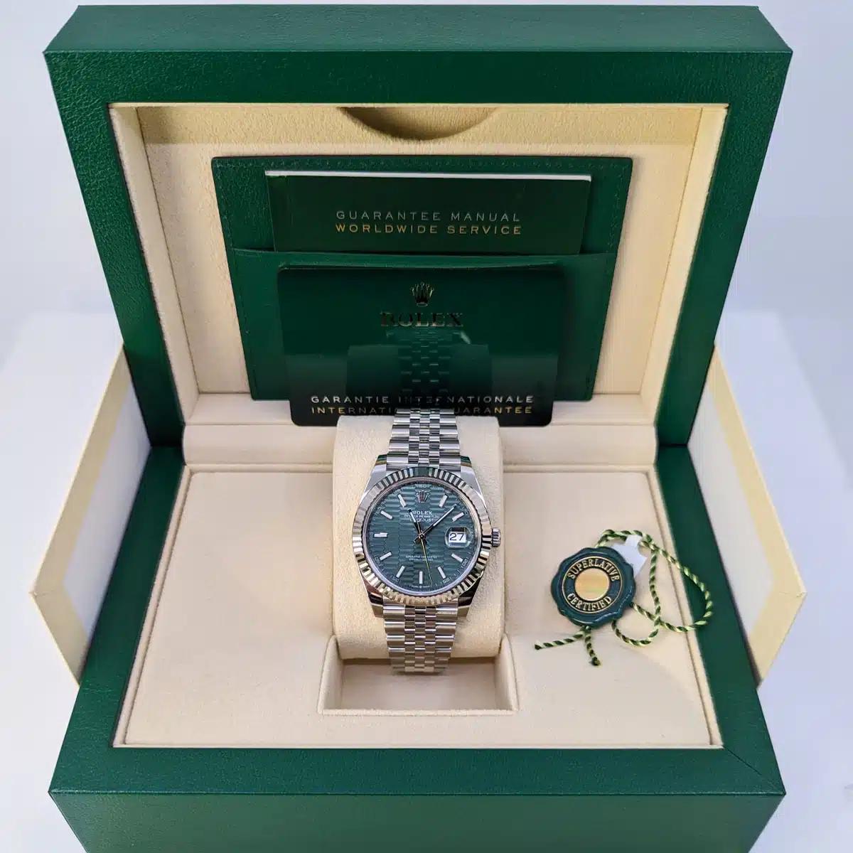 Đồng Hồ Rolex Datejust 126334 41mm Nam Xanh Lá Xám