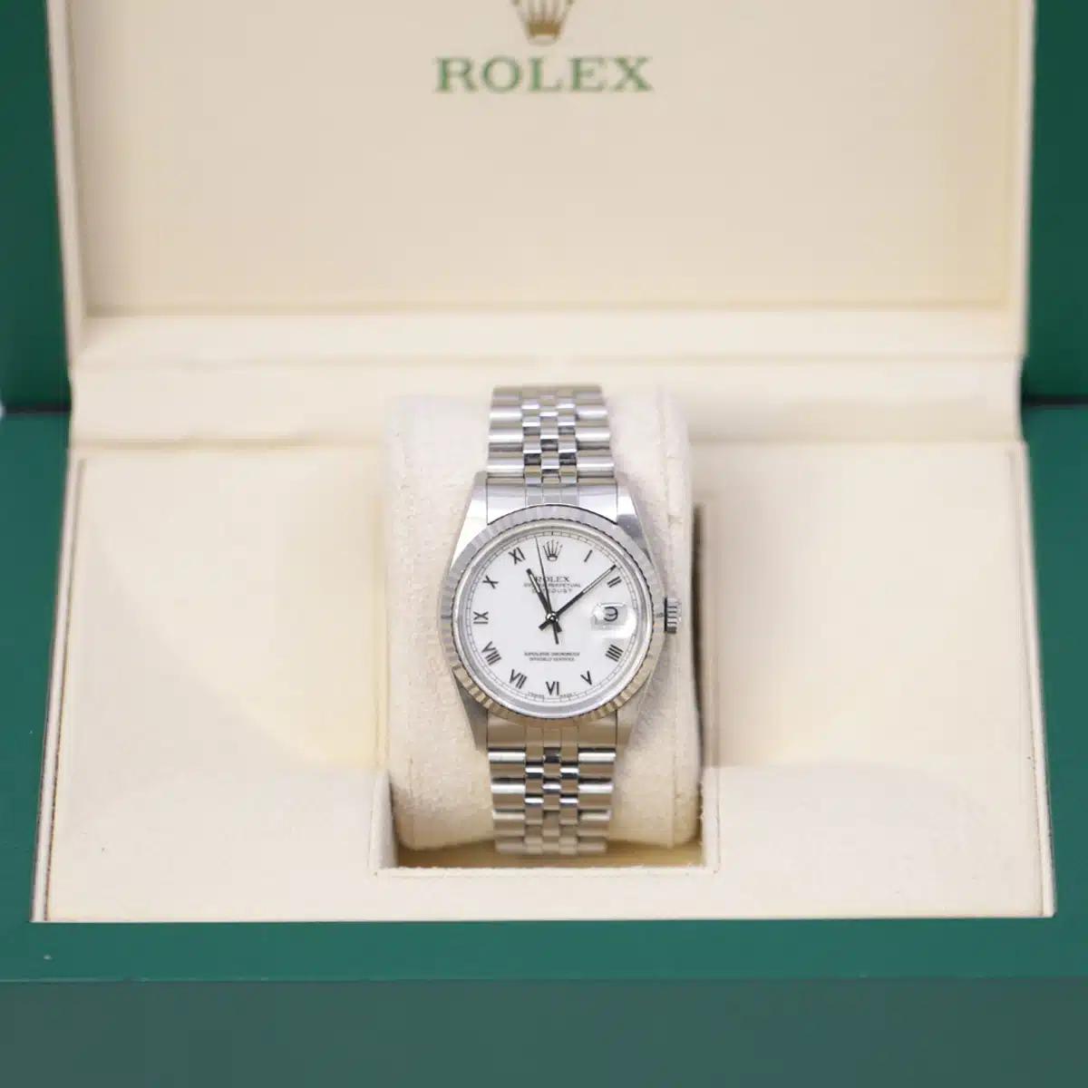 Đồng Hồ Rolex Datejust 16234 36mm Nữ Xám Trắng