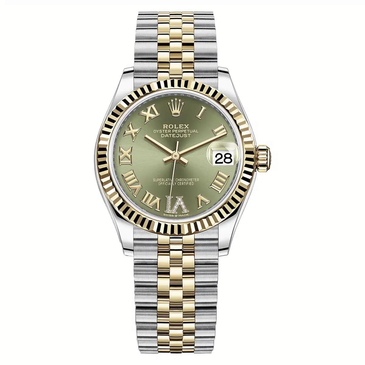 Đồng Hồ Rolex Datejust 278273 31mm Nữ Vàng Xám Xanh Rêu