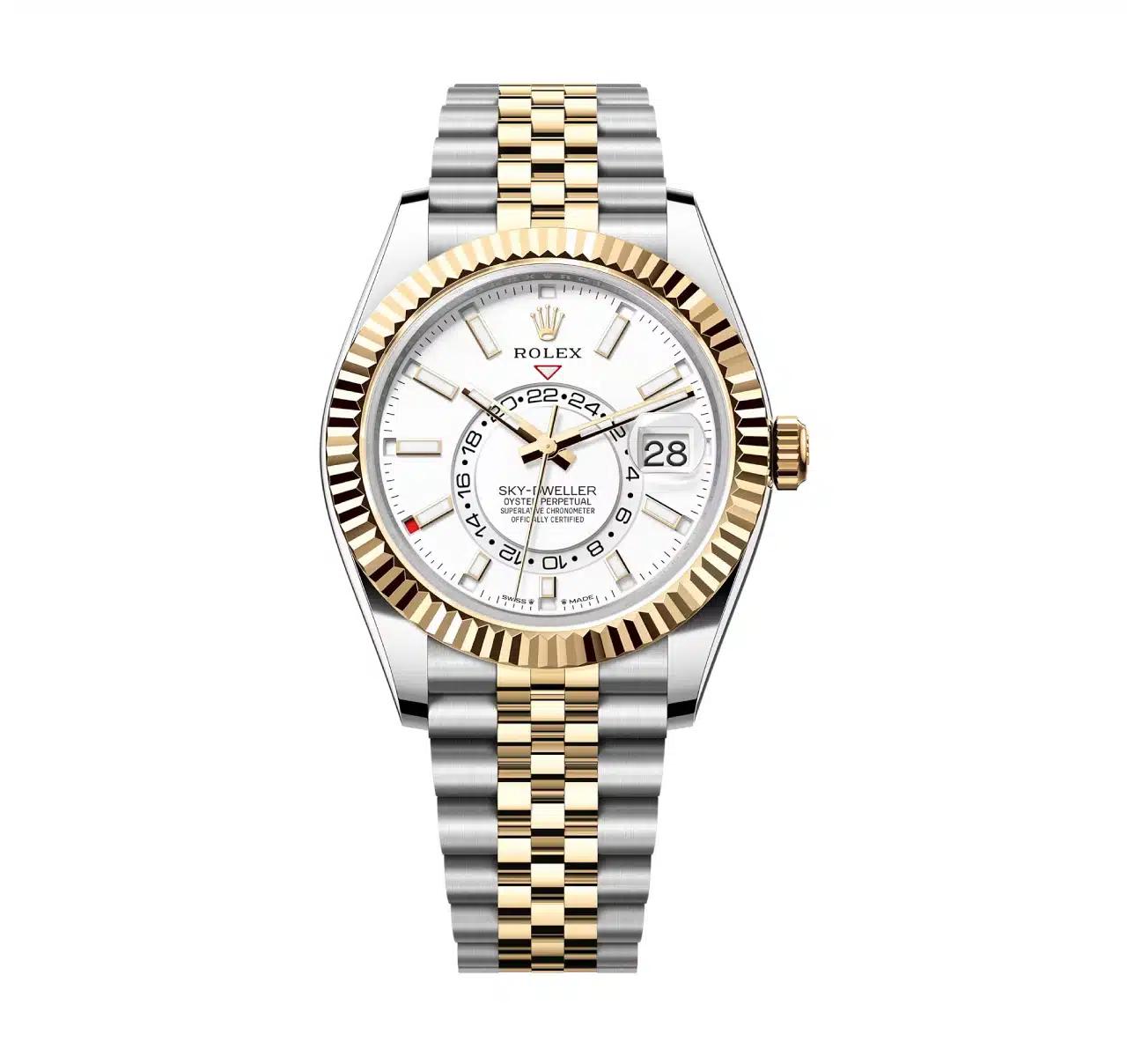 Đồng Hồ Rolex Sky-Dweller 336933-0006 42mm Nam Vàng Trắng Xám