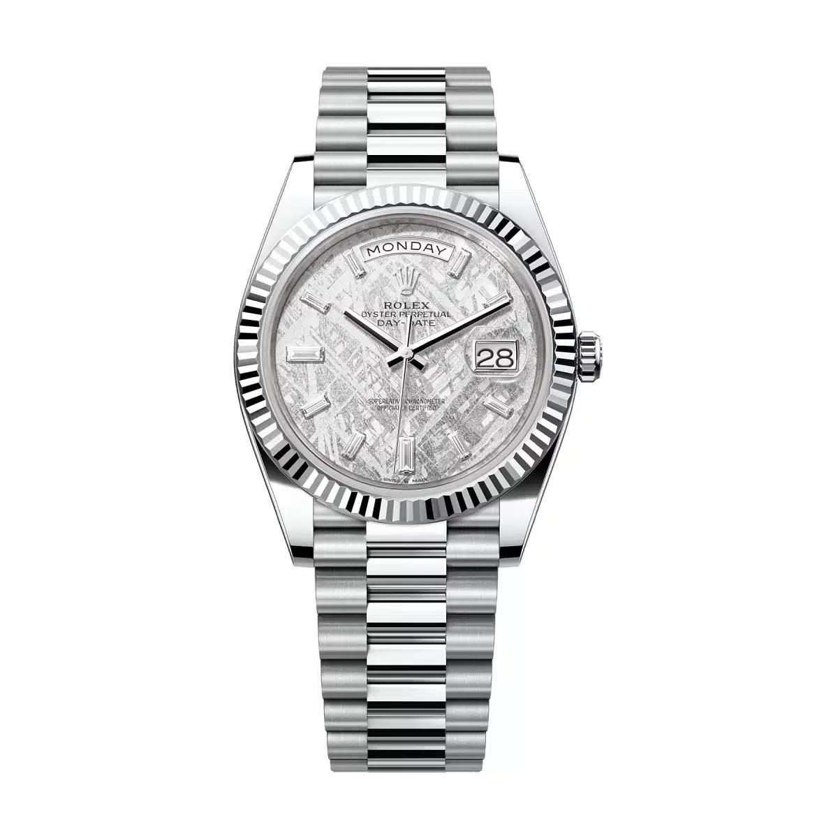 Đồng Hồ Rolex Day Date 228236 Meteorite Diamonds Dial 40mm Nam Xám