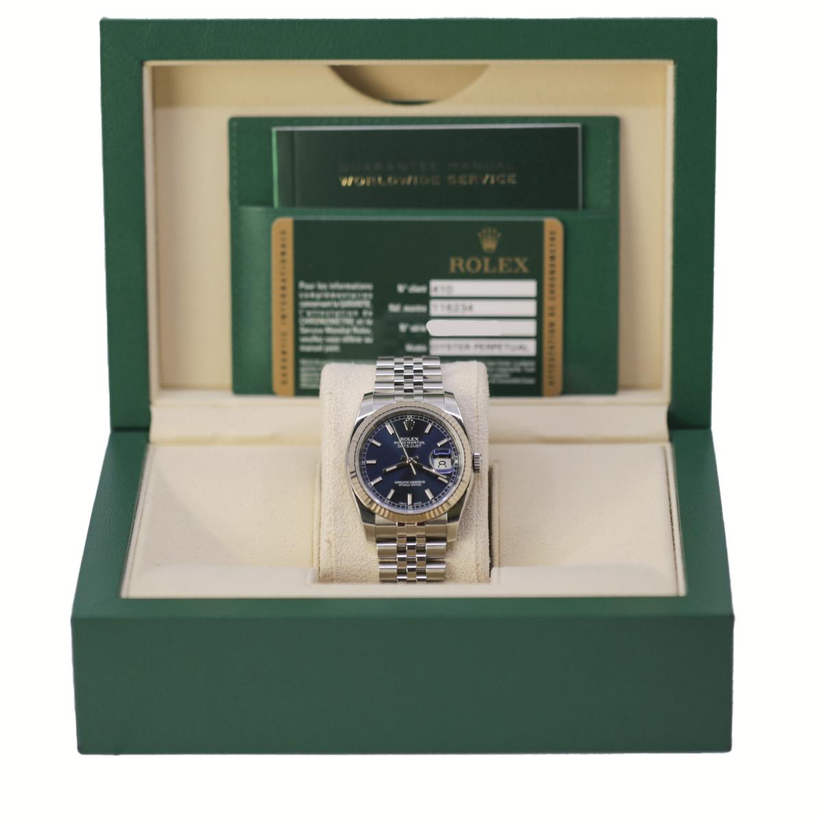 Đồng Hồ Rolex Datejust 116234 36mm Nam Xanh Xám