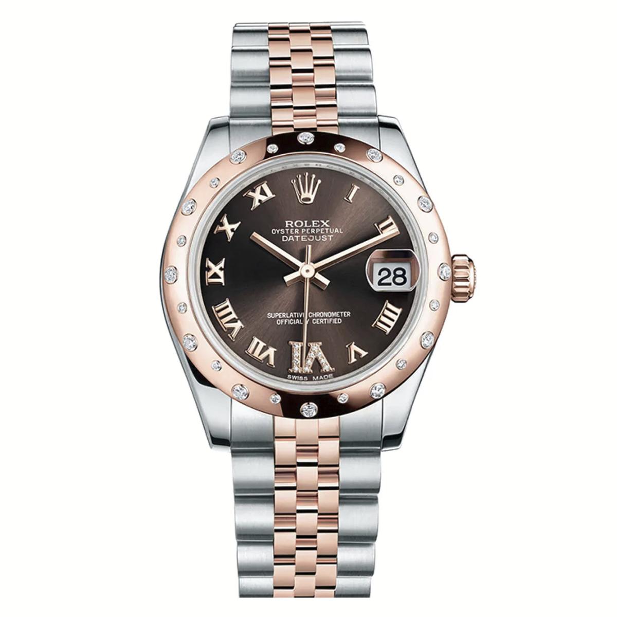 Đồng Hồ Rolex Datejust 178341 31mm Nữ Vàng Hồng Nâu Xám