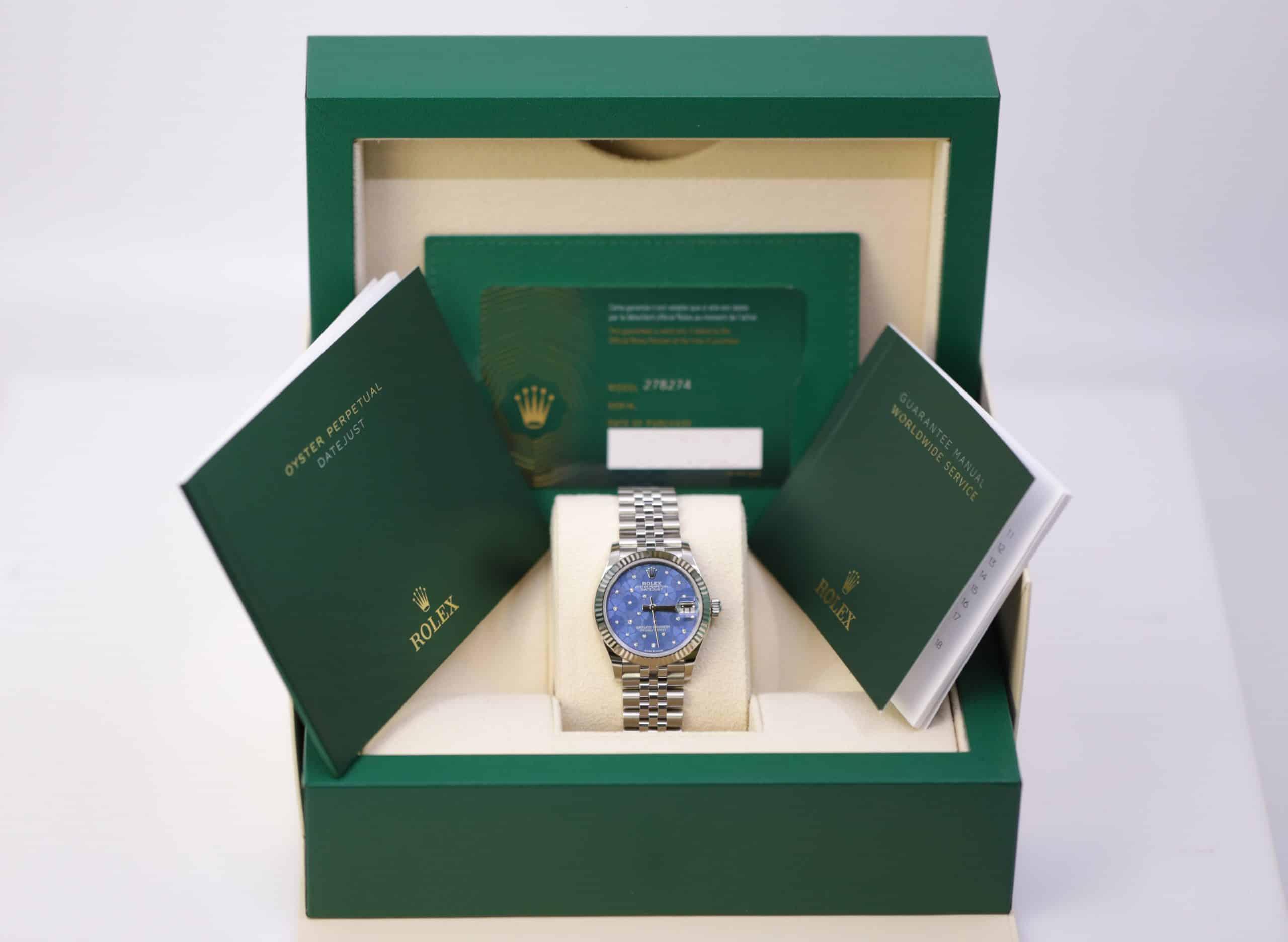 Đồng Hồ Rolex Datejust 278274-0036 31mm Nữ Xanh Xám