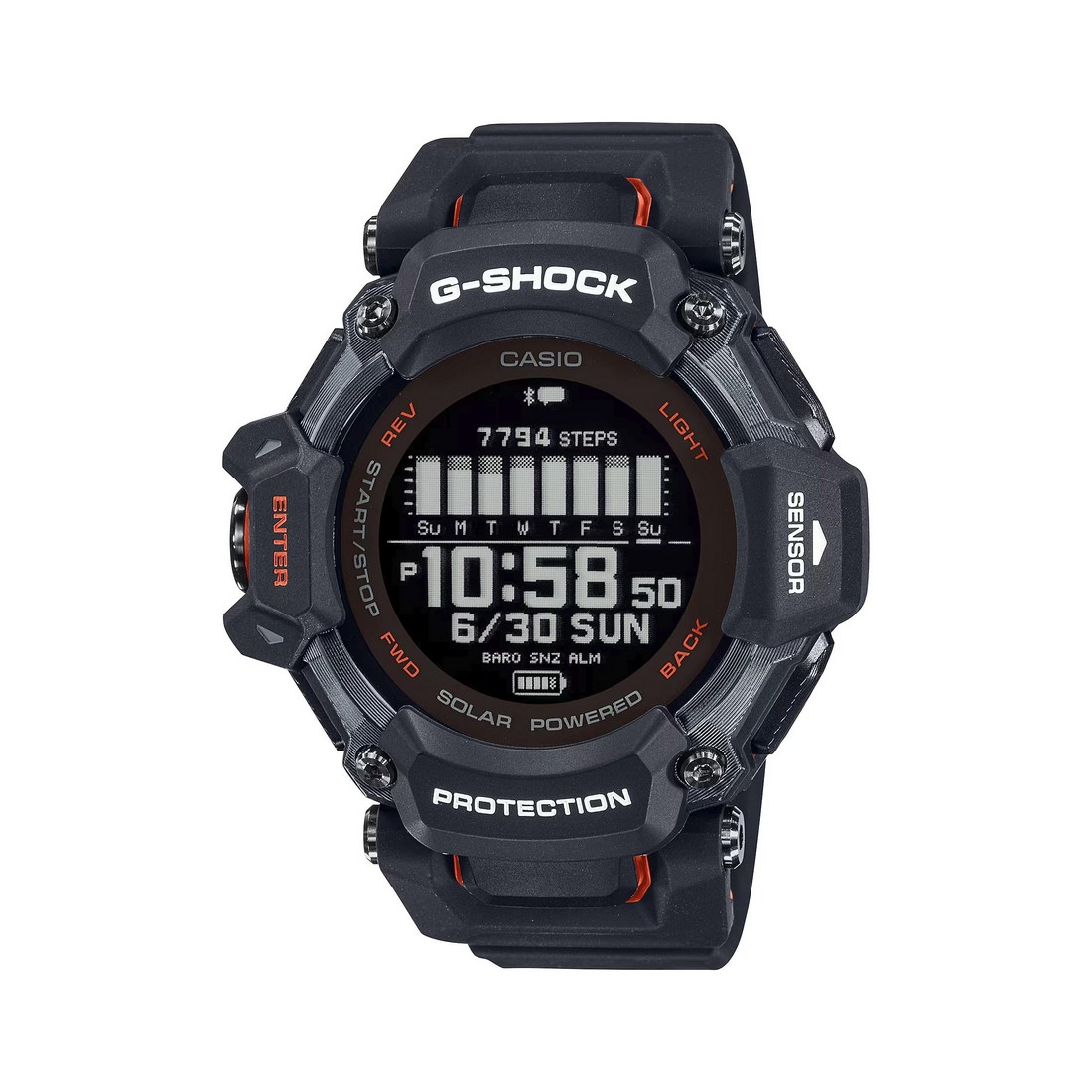 Đồng Hồ Casio Gbd-H2000-1A Nam Đen Cam