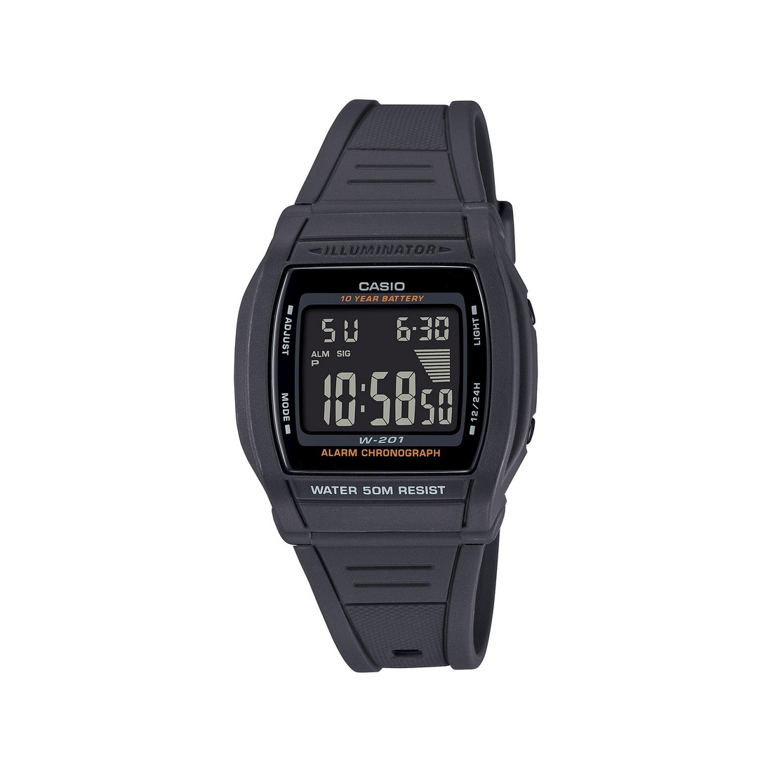 Đồng Hồ Casio W-201-1Bv Nam Đen