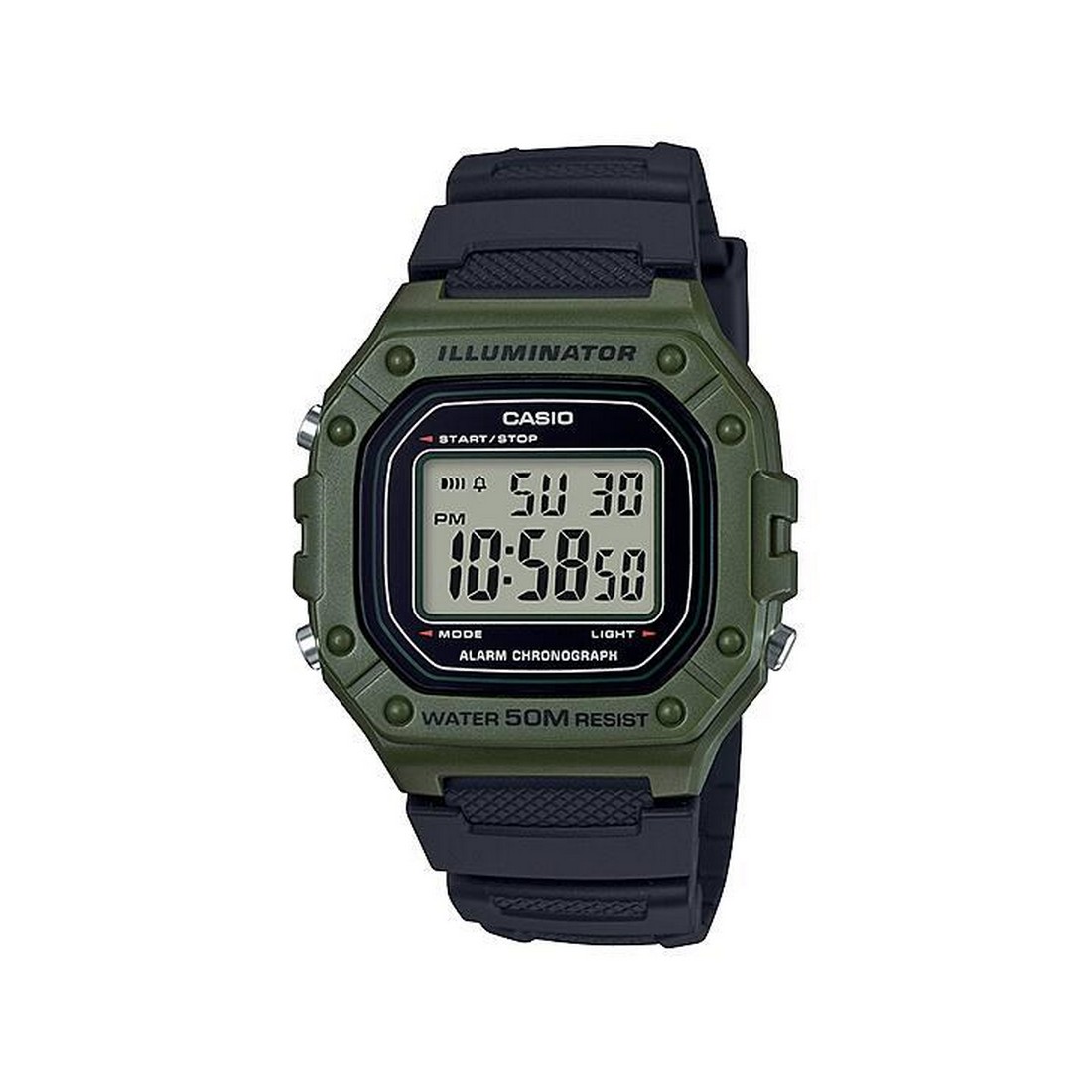 Đồng Hồ Casio W-218H-3Av Nam Xanh Rêu Đen