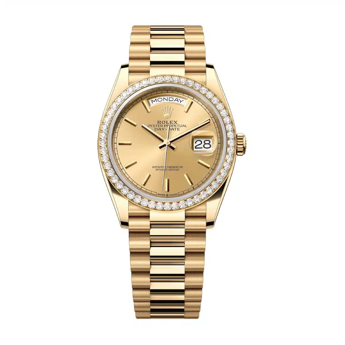 Đồng Hồ Rolex Day Date 128348Rbr Champagne Dial 36mm Nam Vàng