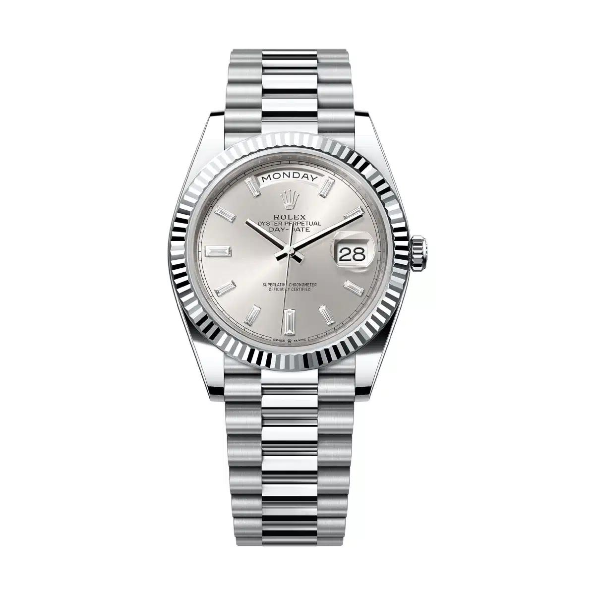 Đồng Hồ Rolex Day Date 228236 Diamonds Dial 40mm Nam Xám Bạc