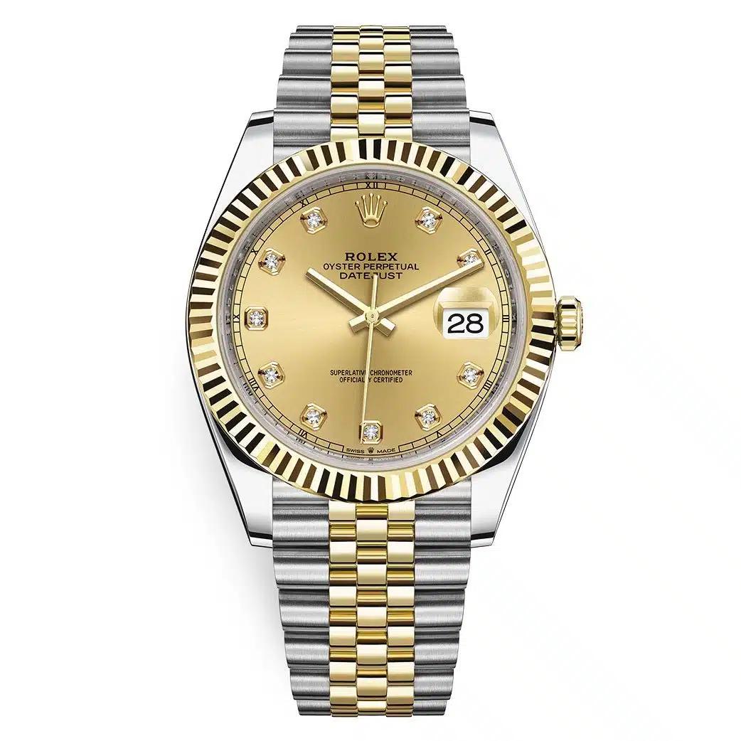 Đồng Hồ Rolex Datejust 126333 Champagne 41mm Nam Vàng Xám