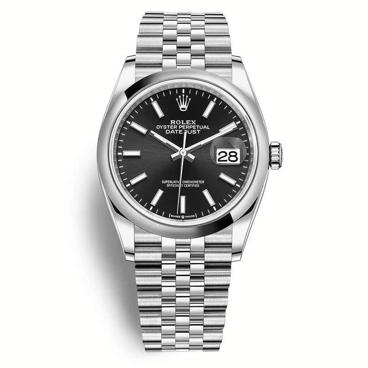 Đồng Hồ Rolex Datejust 126200 Oyster Perpetual 36 mm Nam Đen Xám