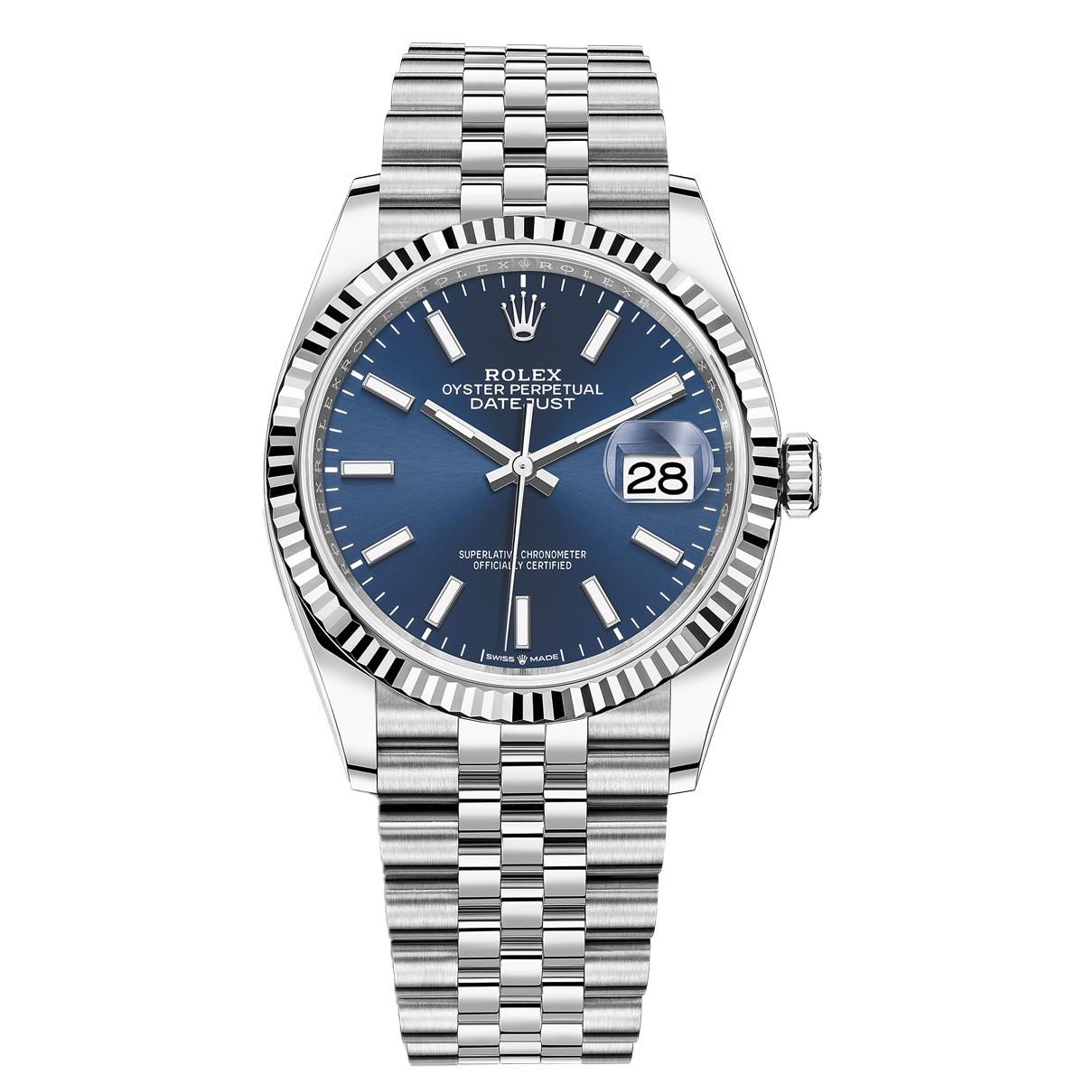 Đồng Hồ Rolex Datejust 126234 Index Dial 36mm Nam Xanh Xám