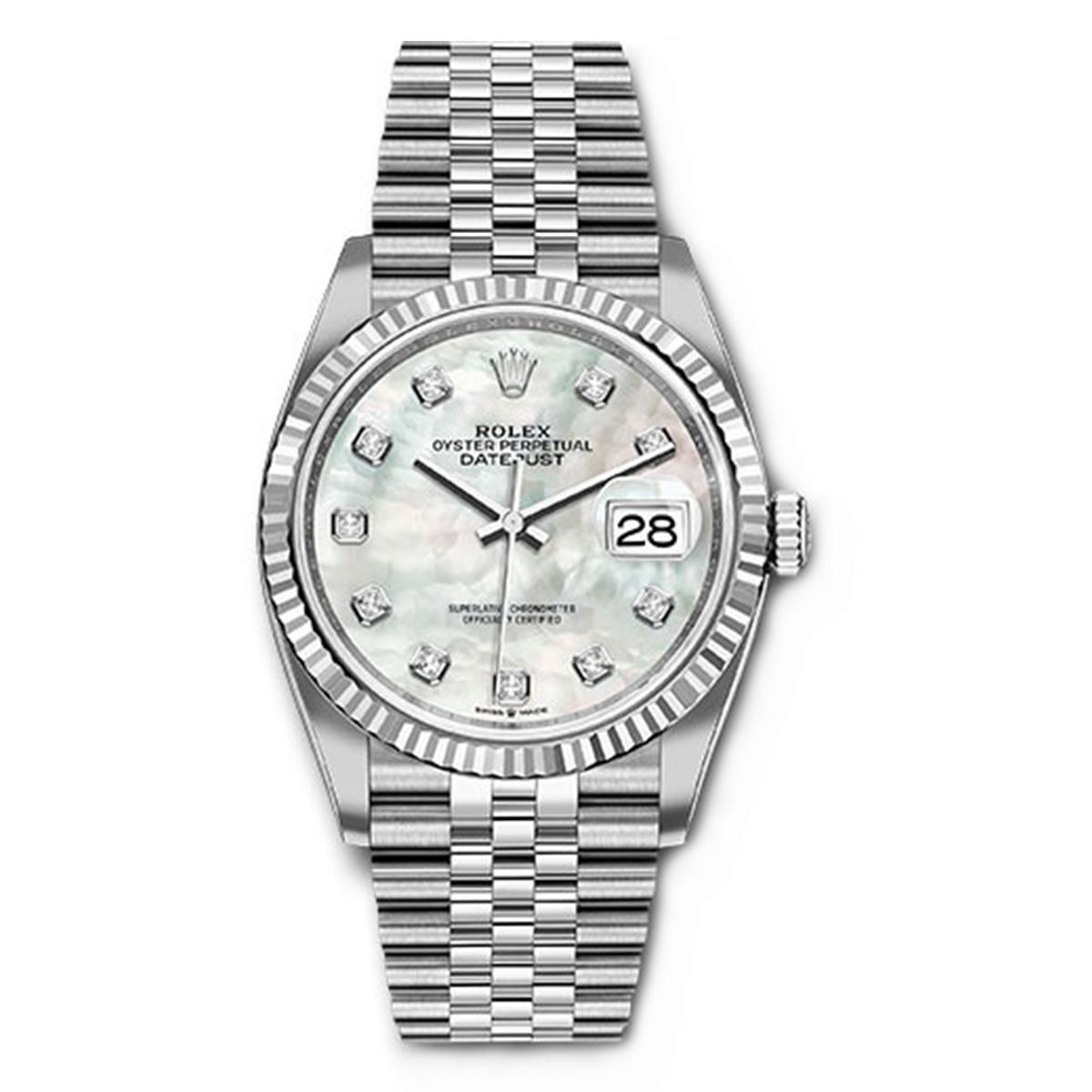 Đồng Hồ Rolex Datejust 126234 Mother Of Pearl 36mm Nam Xám