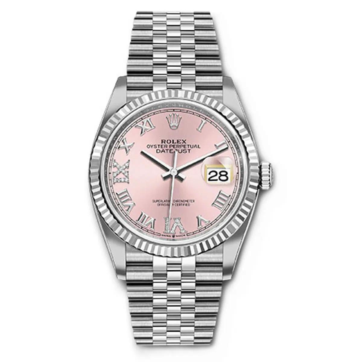 Đồng Hồ Rolex Datejust 126234 Roman 36mm Nam Hồng Xám