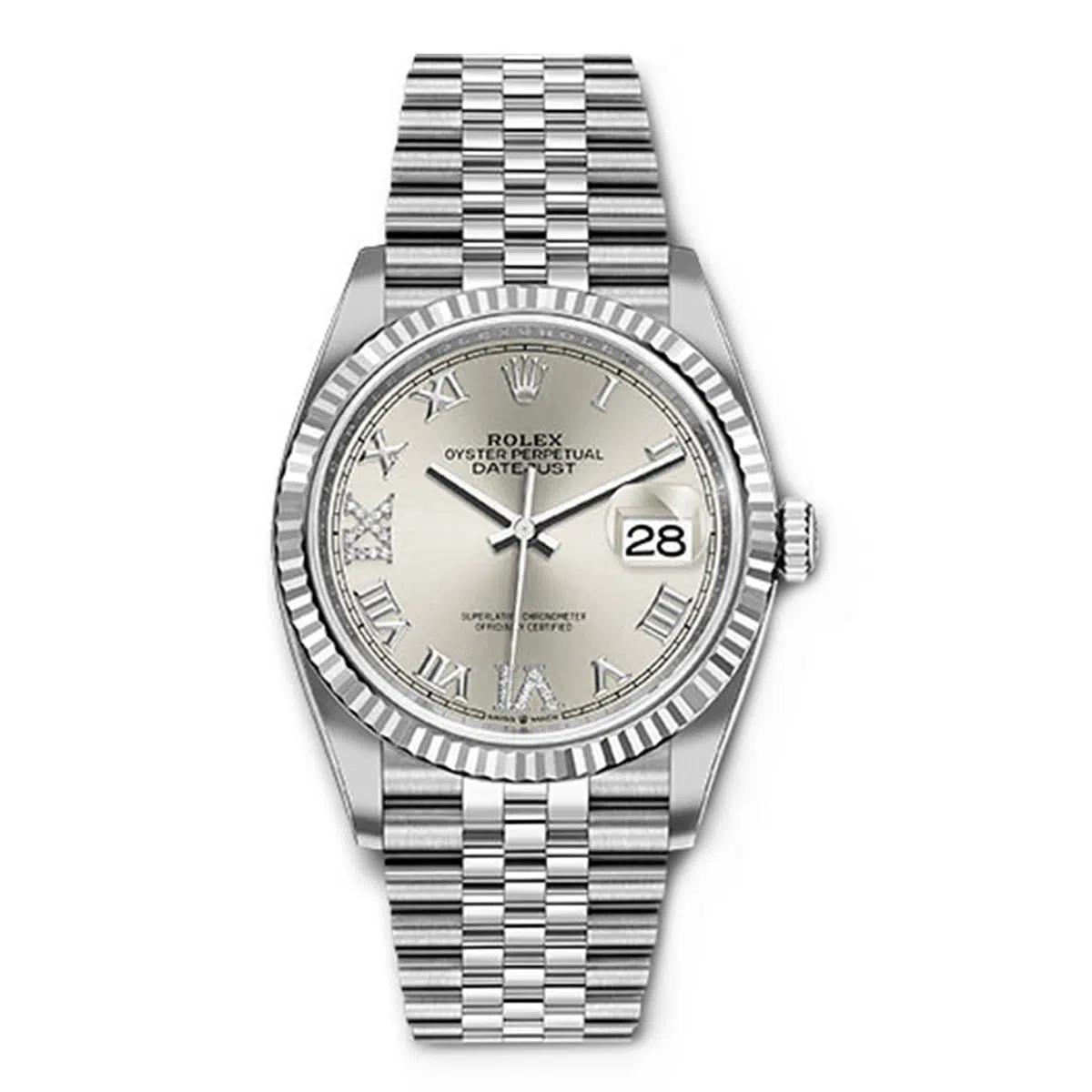 Đồng Hồ Rolex Datejust 126234 Roman 36mm Nam Xám