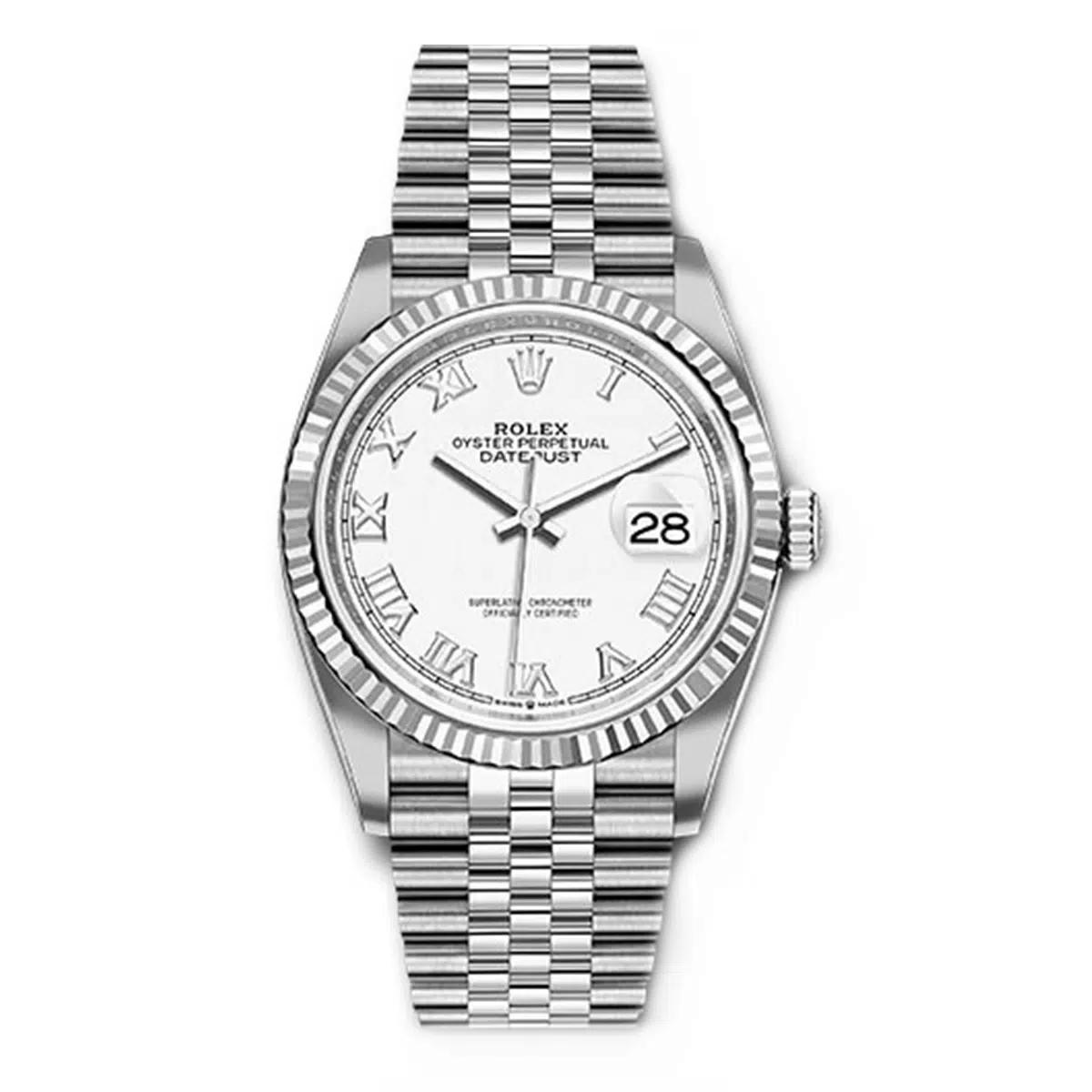 Đồng Hồ Rolex Datejust 126234 36mm Nam Trắng Xám