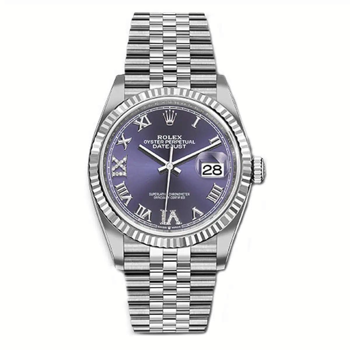 Đồng Hồ Rolex Datejust 126234 36mm Nam Tím Xám