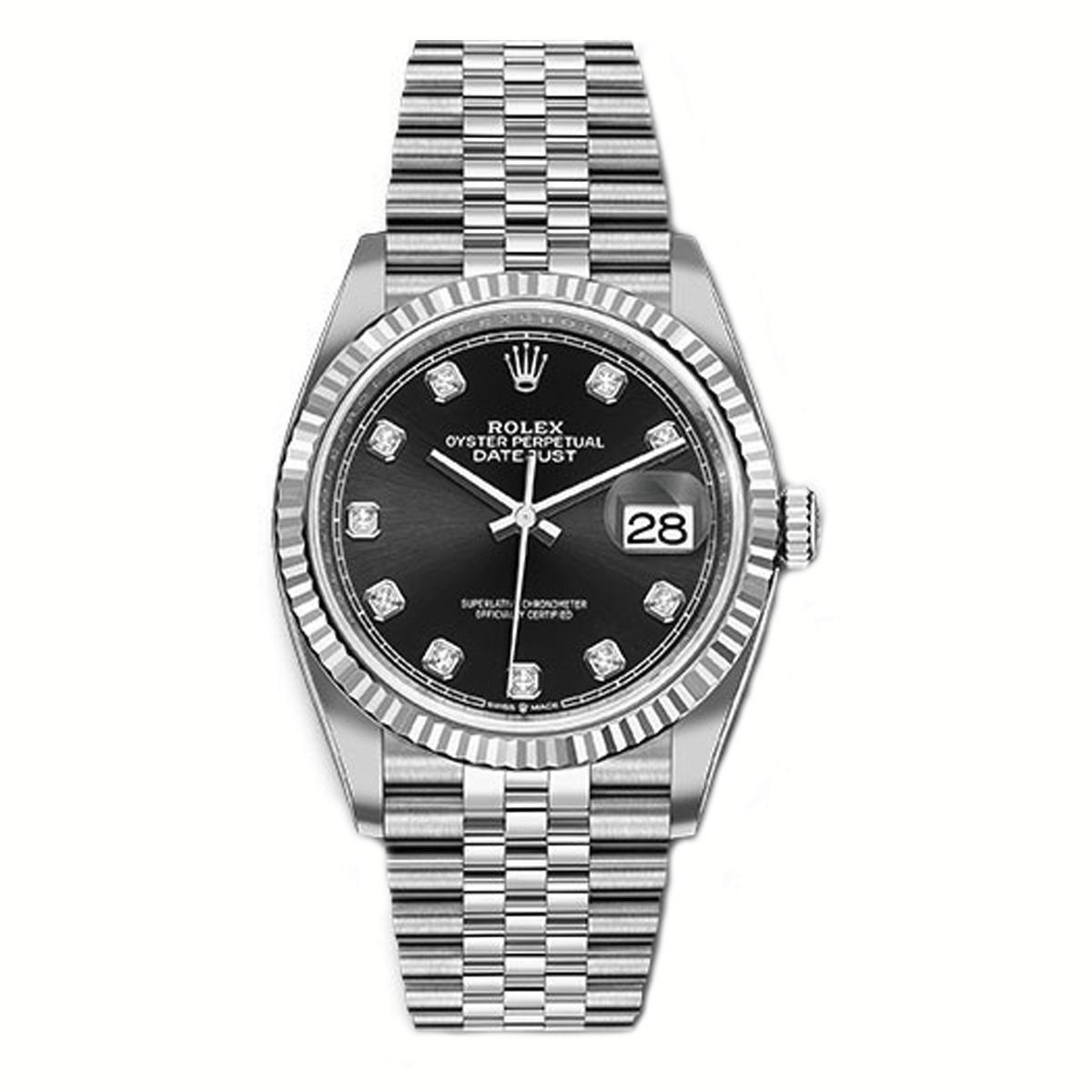 Đồng Hồ Rolex Datejust 126234 36mm Nam Đen Xám