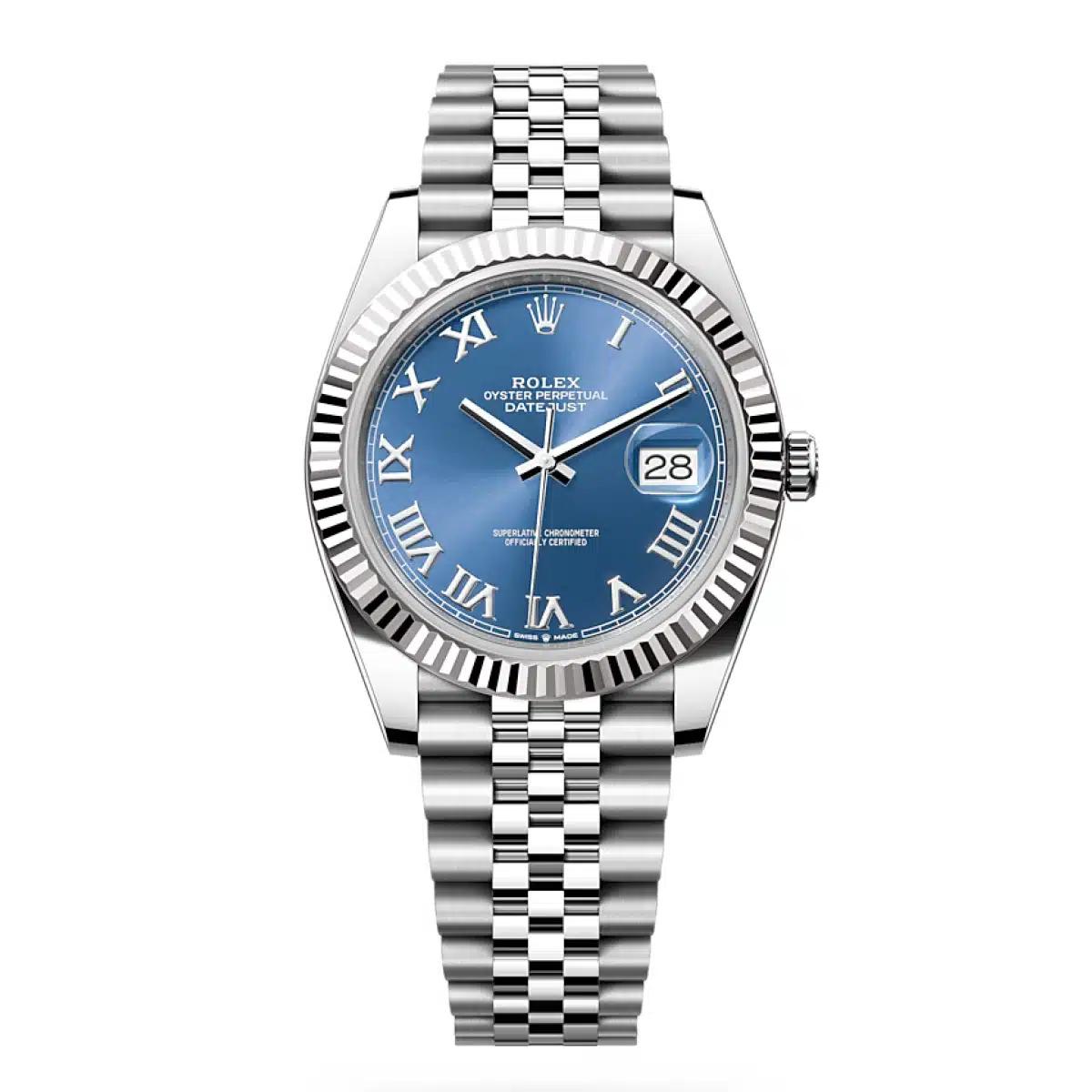 Đồng Hồ Rolex Datejust 126334 Roman Dial 41mm Nam Xám Xanh