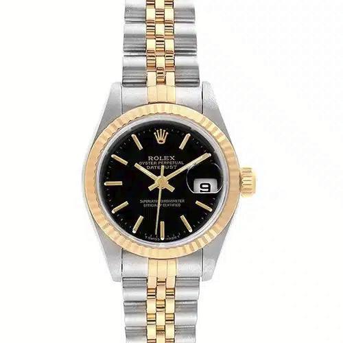 Đồng Hồ Rolex Datejust 69173 26mm Nữ Đen Vàng Xám