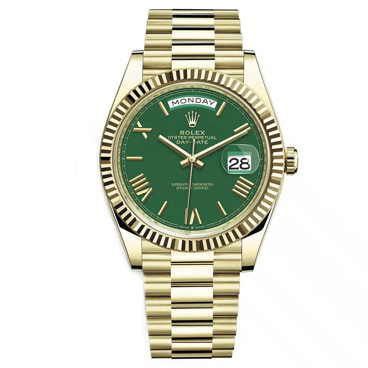 Đồng Hồ Rolex Day-Date 228238 Roman Dial 40mm Nam Xanh Lá Vàng