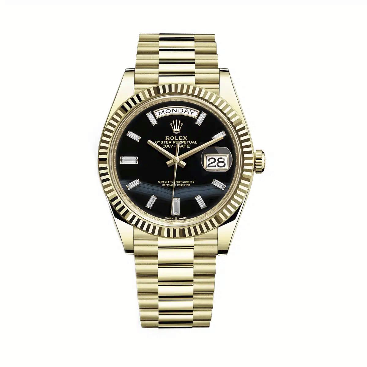 Đồng Hồ Rolex Day Date 228238 Onyx Diamond Dial 31mm Nữ Đen Vàng