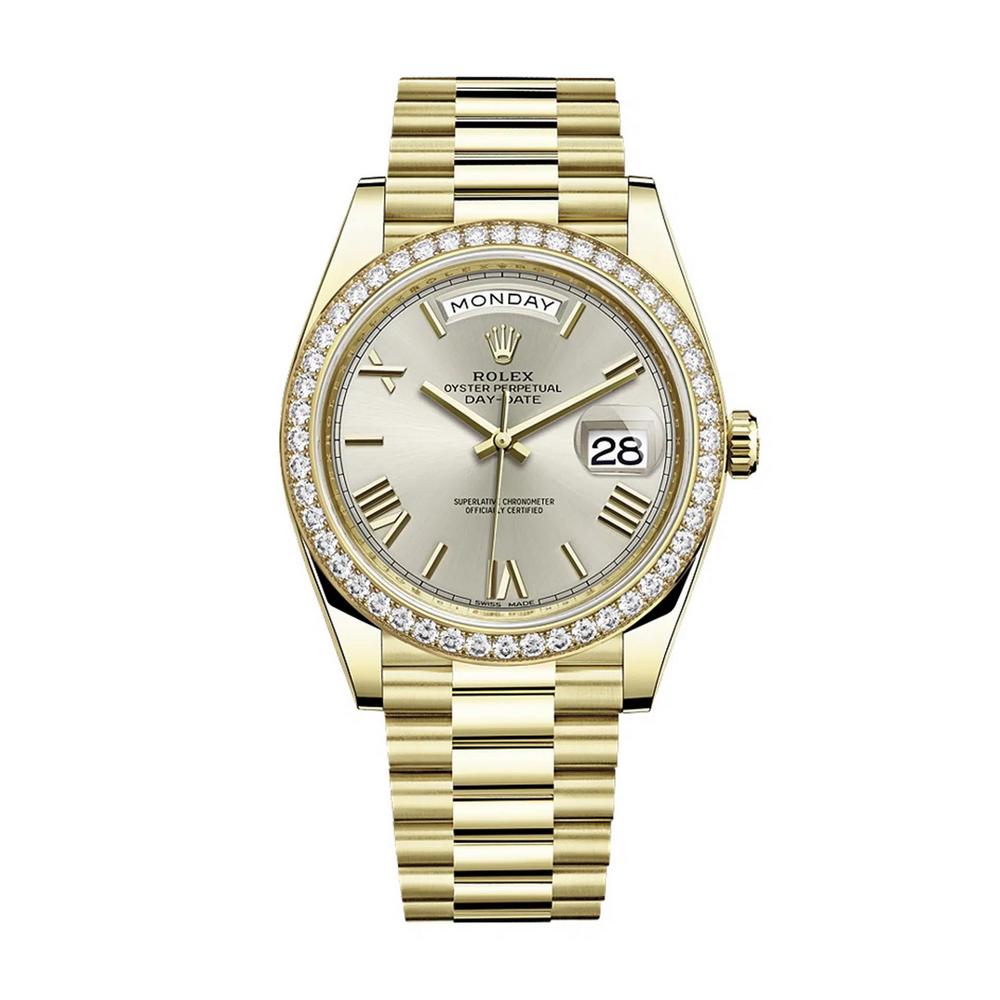 Đồng Hồ Rolex Day-Date 228348Rbr Bevelled Roman Dial 40mm Nam Vàng Xám